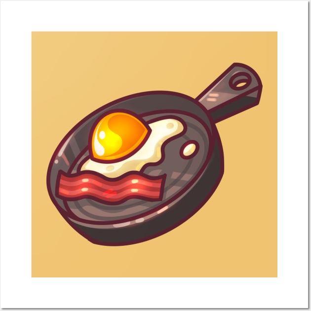 Cute Egg and Bacon Fry Pan Wall Art by Claire Lin